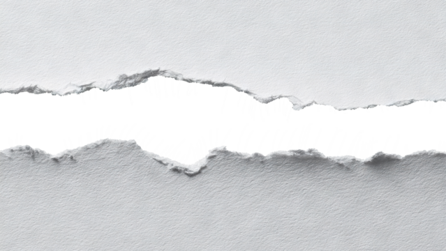 Horizontal torn paper with ripped edges and blank center, isolated on transparent cutout background - Powered by Adobe