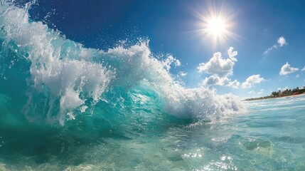 Ocean Wave Under Blue Sky