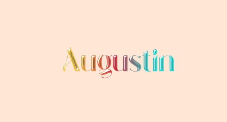 Augustin name. Golden boys Name illustration. Colorful gradient graphic vector typography with removable background. 3D Separate european french name.