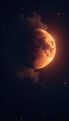 Penumbral eclipse begins, shadow subtly darkening moon, lunar eclipse, subtle, picture