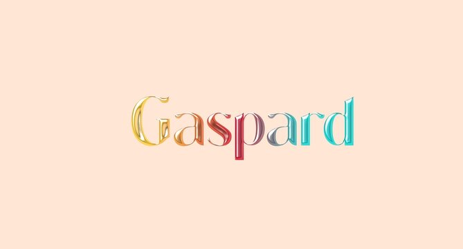 Gaspard name. Golden boys Name illustration. Colorful gradient graphic vector typography with removable background. 3D Separate european french name.