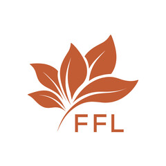 FFL Elegant Minimal Leaf Logo Design, Botanical Nature Logo with Text, FFL Later Logo, Modern Plant Symbol Branding
