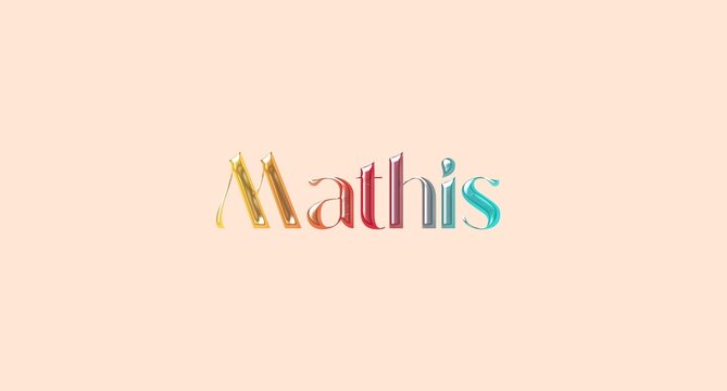 Mathis name. Golden Name illustration. Colorful gradient graphic vector typography with removable background. 3D Separate european french name.