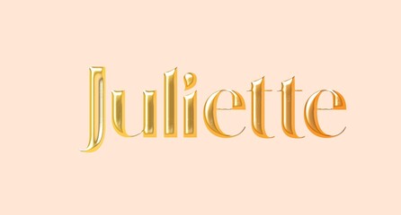 Juliette name. Golden Name illustration. Colorful gradient graphic vector typography with removable background. 3D Separate european french name.