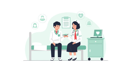 Medical Consultation Scene Featuring Doctor And Patient In Examination Room