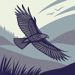 Obraz premium Silhouette of a Dynamic Falcon Diving in a Streamlined Pose.