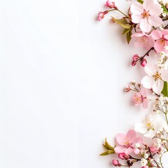 白背景のミニマルな縦型桜フレーム