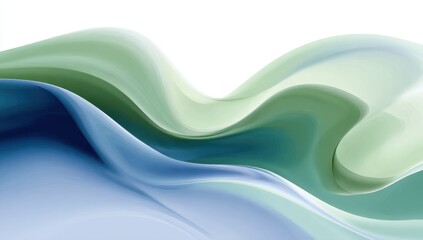 Abstract fluid waves in teal, sage, and white