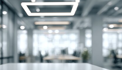 Blurred modern office interior, light gray surfaces