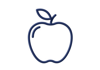 Isolated Blue Outline Apple Icon, Representing Healthy Food or Education
