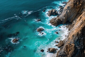 Coastal cliffs and turquoise ocean