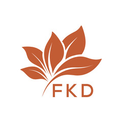 FKD Elegant Minimal Leaf Logo Design, FKD Later Logo, Botanical Nature Logo with Text, Clean Botanical Logo Design, Abstract Nature Brand Icon. 
