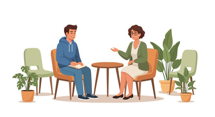 Professional Therapeutic Session Between a Psychologist and Patient in Consultation