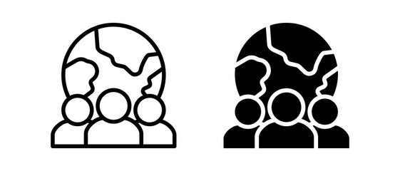 Humans multiple icon set of two.line and glyph vector illustration