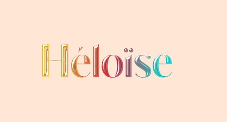 H&eacute;loise name. Golden Name illustration. Colorful gradient graphic vector typography with removable background. 3D Separate european french name.