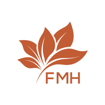 FMH Elegant Minimal Leaf Logo Design, FMH Later Logo, Botanical Nature Logo with Text, Clean Botanical Logo Design, Abstract Nature Brand Icon. 
