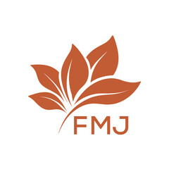 FMJ Elegant Minimal Leaf Logo Design, FMJ Later Logo, Botanical Nature Logo with Text, Clean Botanical Logo Design, Abstract Nature Brand Icon. 
