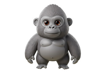 Naklejka premium Isolated Cute 3D Grey Gorilla Character with Brown Eyes, Ideal for Wildlife and Children's Themes
