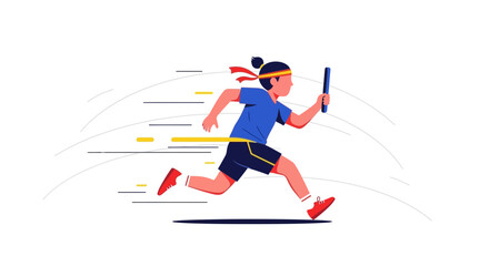 Relay Race Sprinting Athlete Illustration With Dynamic Motion Graphics Design