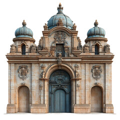 Naklejka premium 3D front view illustration of Los Remedios Temple Mexico monument isolated on a white transparent background.