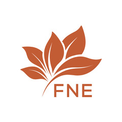 FNE Elegant Minimal Leaf Logo Design, FNE Later Logo, Botanical Nature Logo with Text, Clean Botanical Logo Design, Abstract Nature Brand Icon. 
