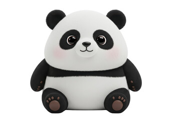Isolated Cute 3D Panda Character with Black and White Fur, Ideal for Wildlife and Children's Themes © James