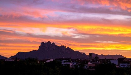 Sunset over a mountain range