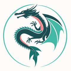Naklejka premium 円舞するドラゴンロゴ