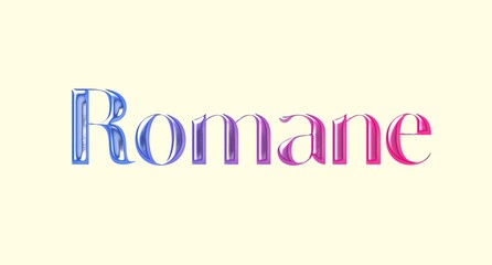 Romane name. Golden Name illustration. Colorful gradient graphic vector typography with removable background. 3D Separate european french name.