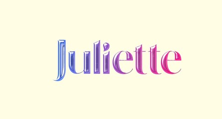 Juliette name. Golden Name illustration. Colorful gradient graphic vector typography with removable background. 3D Separate european french name.
