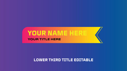 Modern lower third template with editable text and vibrant gradient background