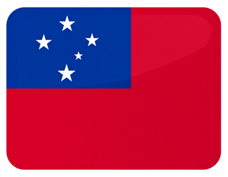 Minimal Flat Samoa Flag Icon with Rounded Corners and Subtle Drop Shadow, Transparent PNG