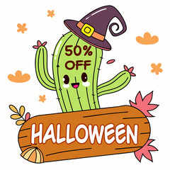 Cactus wearing a colorful Mexican sombrero with fun cartoon style design