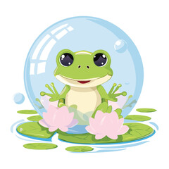 Happy Frog Mascot In A Glass Bubble