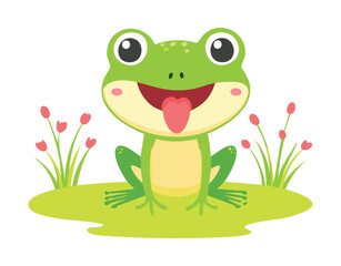 Happy Frog Character With Tongue Sticking Out