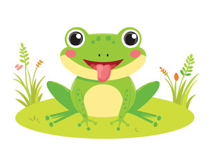 Cute Frog Mascot With Tongue Sticking Out