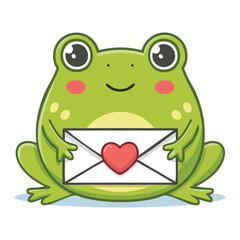 Cute Frog Character with a Love Letter