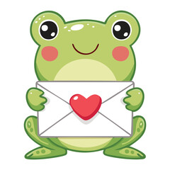 Adorable Frog Holding a Heart-Shaped Love Letter