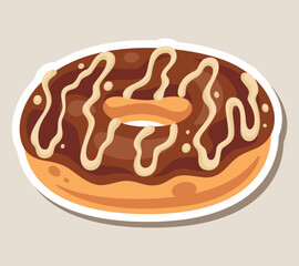 Vector graphic of a classic chocolate glazed donut