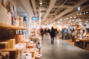 Fototapeta premium Blurred view of a retail store aisle