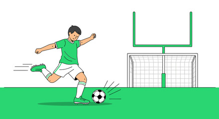 Fototapeta premium Young Athlete Determined To Score A Goal During Soccer Practice Session