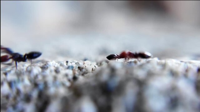 Close up video of a group of red-headed ants: worker ants scientifically known as Crematogaster scutellaris