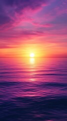 Fototapeta premium Violet sunset over still ocean water 
