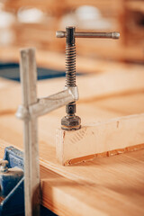 Woodworking Clamp Holding Frame on Workbench
