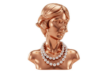 Isolated Art Deco Woman Bust with Pearls