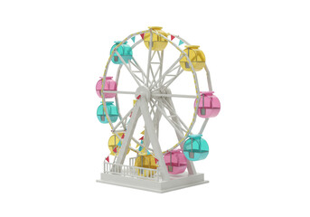 Isolated Pastel Ferris Wheel at Amusement Park