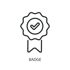 Quality badge thin line icons.