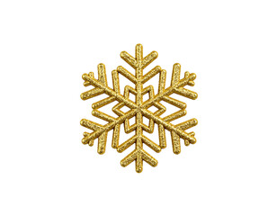 Golden snowflakes on a white background