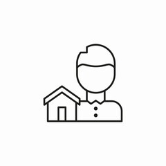 person with house icon sign vector
