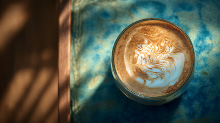 Latte Macchiato with intricate foam pattern attracts customers